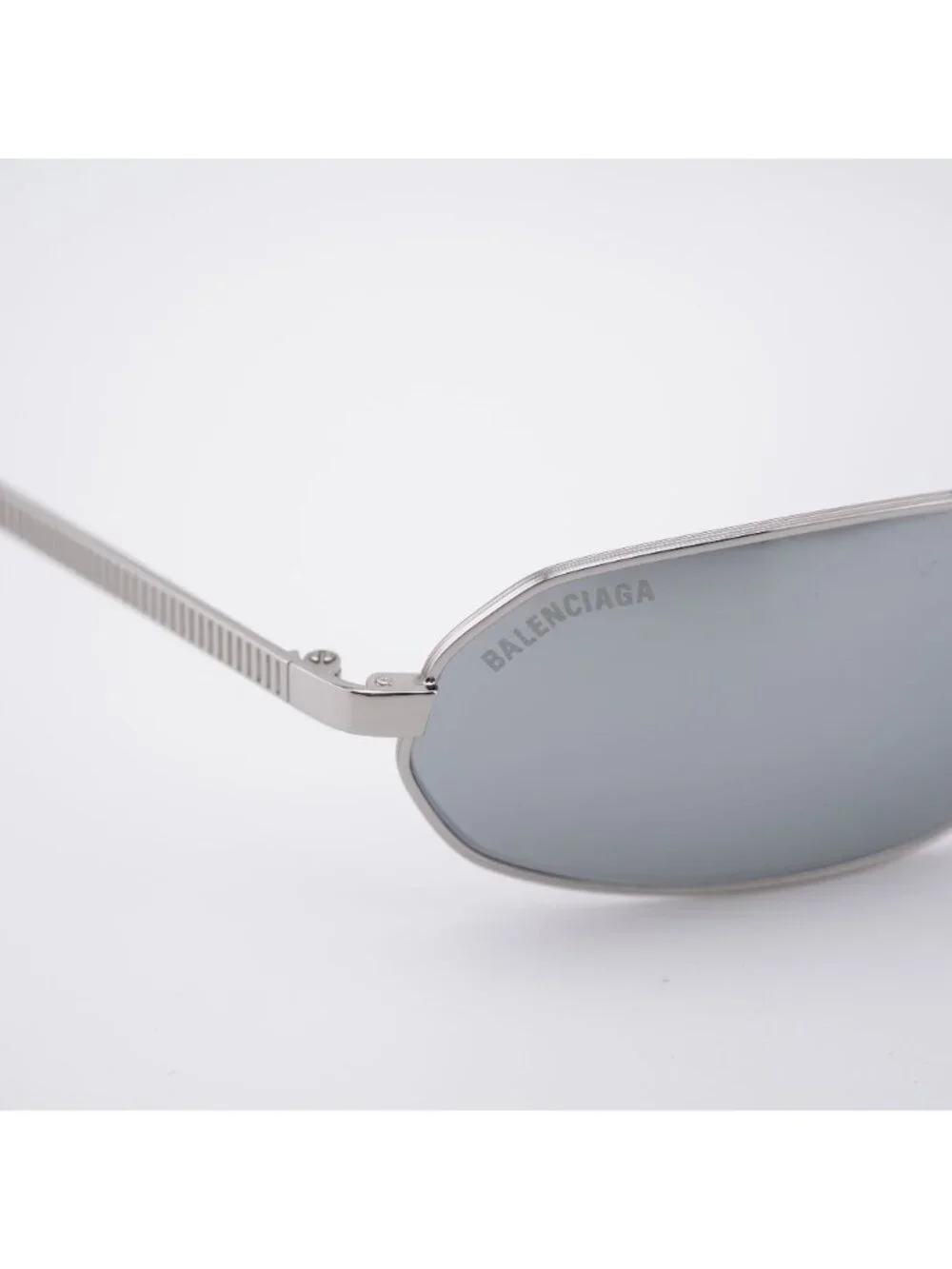 Balenciaga BB0010S 005 Unisex Sunglasses Silver Oval Frame, Silver Lenses